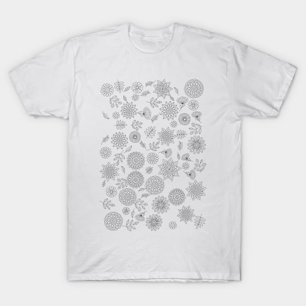 Chaotic Flowers Pattern T-Shirt by annagrunduls